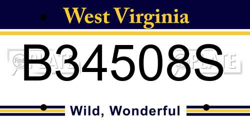 B34508S West Virginia License Plate