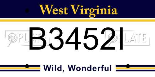 B3452I West Virginia License Plate