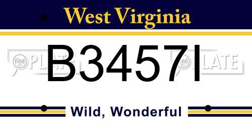 B3457I West Virginia License Plate