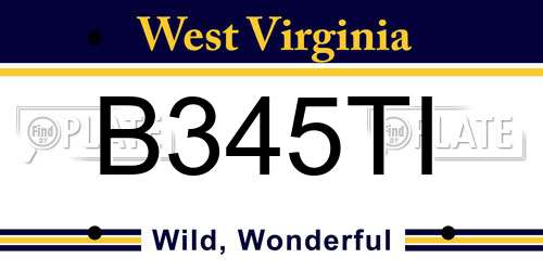 B345TI West Virginia License Plate