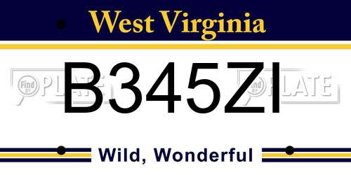 B345ZI West Virginia License Plate