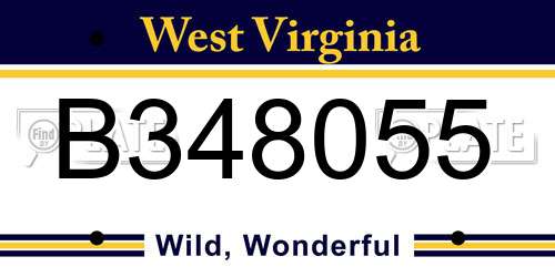 B348055 West Virginia License Plate