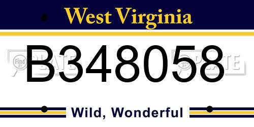B348058 West Virginia License Plate