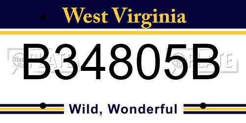 B34805B West Virginia License Plate