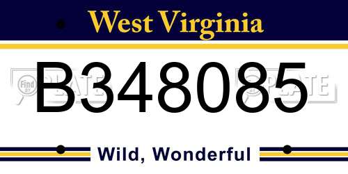 B348085 West Virginia License Plate