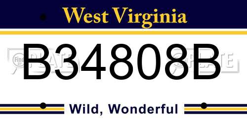 B34808B West Virginia License Plate