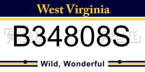B34808S West Virginia License Plate