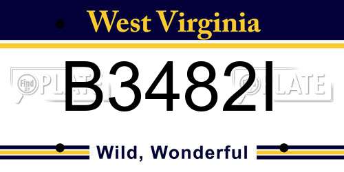 B3482I West Virginia License Plate