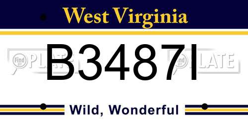 B3487I West Virginia License Plate