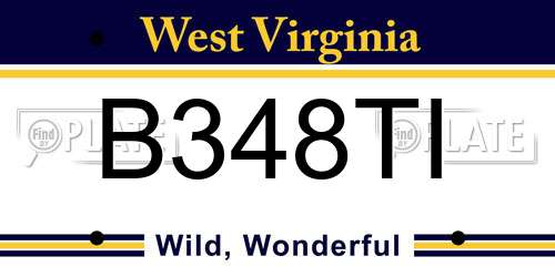 B348TI West Virginia License Plate