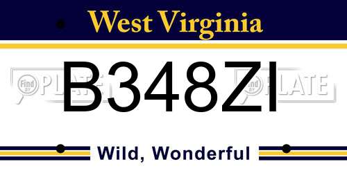 B348ZI West Virginia License Plate