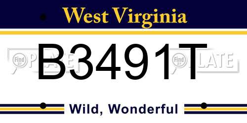 B3491T West Virginia License Plate