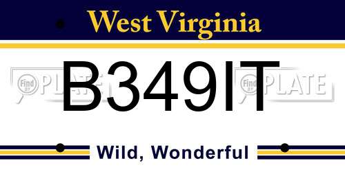 B349IT West Virginia License Plate