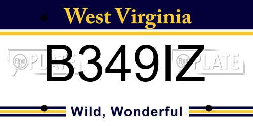 B349IZ West Virginia License Plate