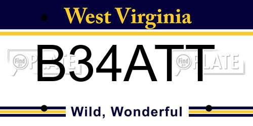 B34ATT West Virginia License Plate