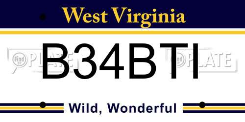 B34BTI West Virginia License Plate