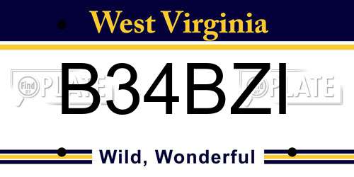 B34BZI West Virginia License Plate