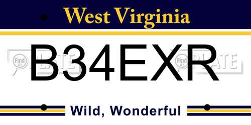 B34EXR West Virginia License Plate