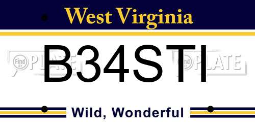 B34STI West Virginia License Plate