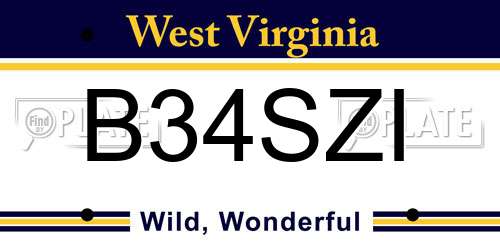 B34SZI West Virginia License Plate