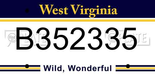 B352335 West Virginia License Plate
