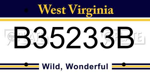 B35233B West Virginia License Plate