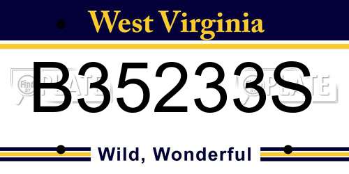 B35233S West Virginia License Plate