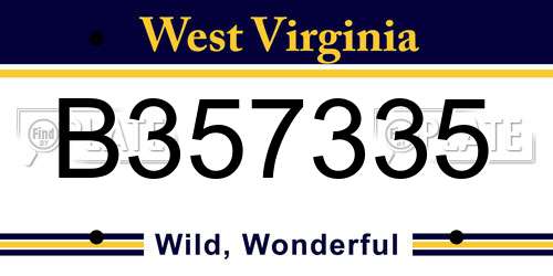 B357335 West Virginia License Plate