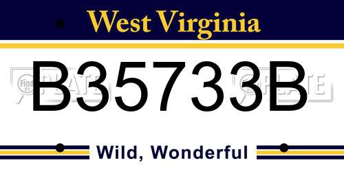 B35733B West Virginia License Plate