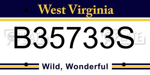 B35733S West Virginia License Plate