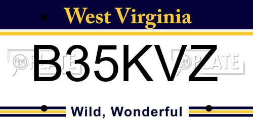 B35KVZ West Virginia License Plate