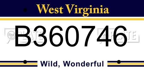 B360746 West Virginia License Plate