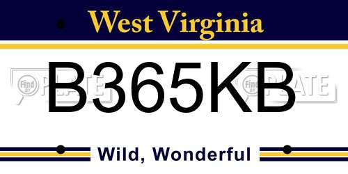 B365KB West Virginia License Plate