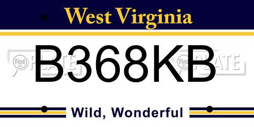 B368KB West Virginia License Plate