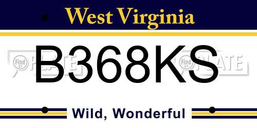B368KS West Virginia License Plate