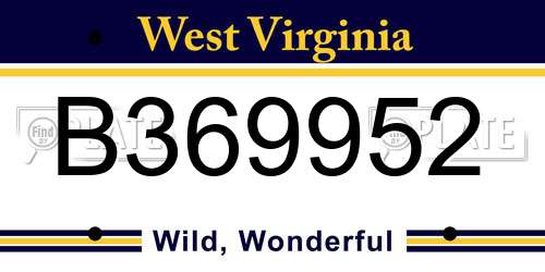 B369952 West Virginia License Plate