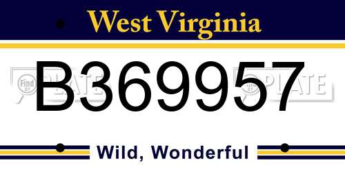 B369957 West Virginia License Plate