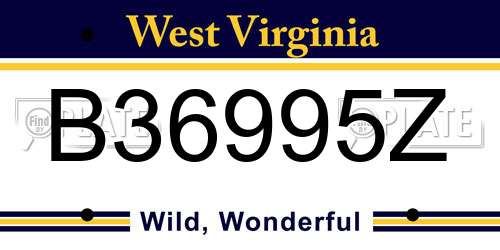 B36995Z West Virginia License Plate