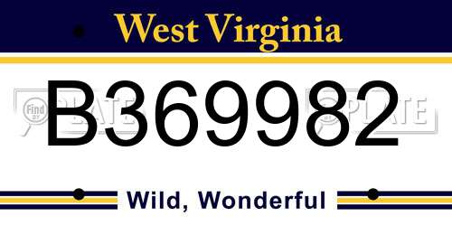 B369982 West Virginia License Plate