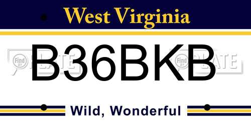 B36BKB West Virginia License Plate