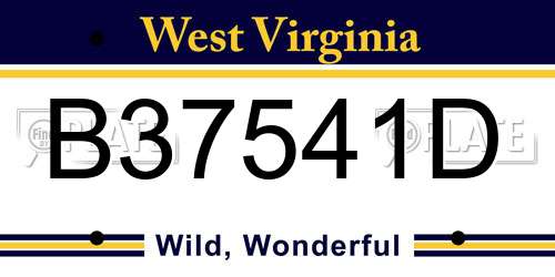 B37541D West Virginia License Plate