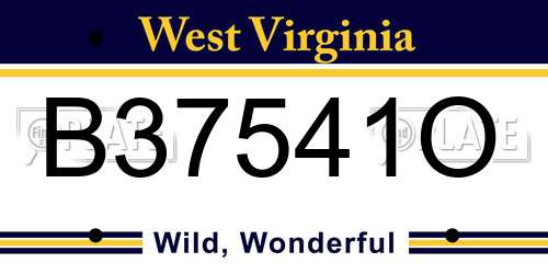 B37541O West Virginia License Plate