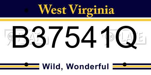 B37541Q West Virginia License Plate
