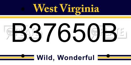 B37650B West Virginia License Plate