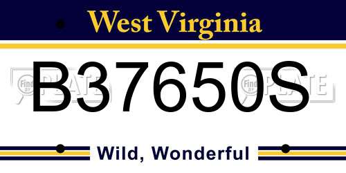 B37650S West Virginia License Plate