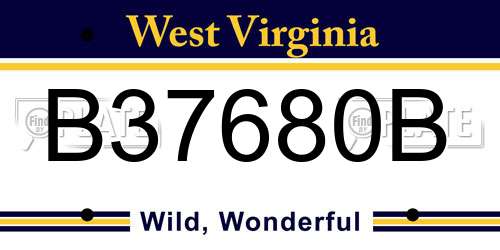 B37680B West Virginia License Plate