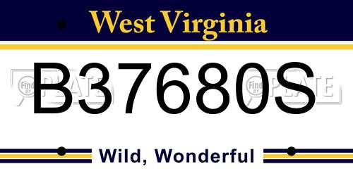 B37680S West Virginia License Plate