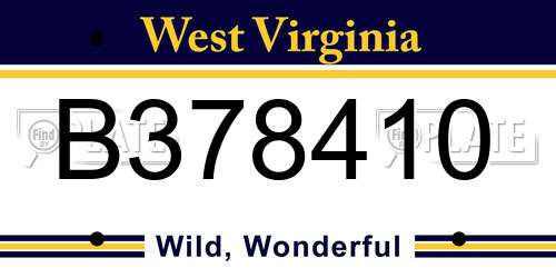 B378410 West Virginia License Plate
