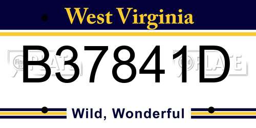 B37841D West Virginia License Plate