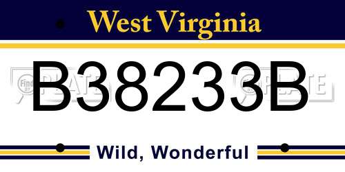 B38233B West Virginia License Plate